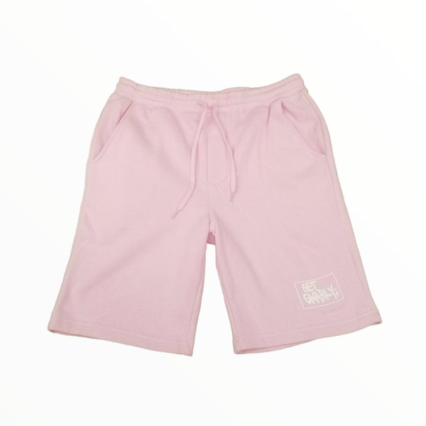 Get Gnarly Box Logo Fleece Shorts Light Pink-Shorts-Get Gnarly 