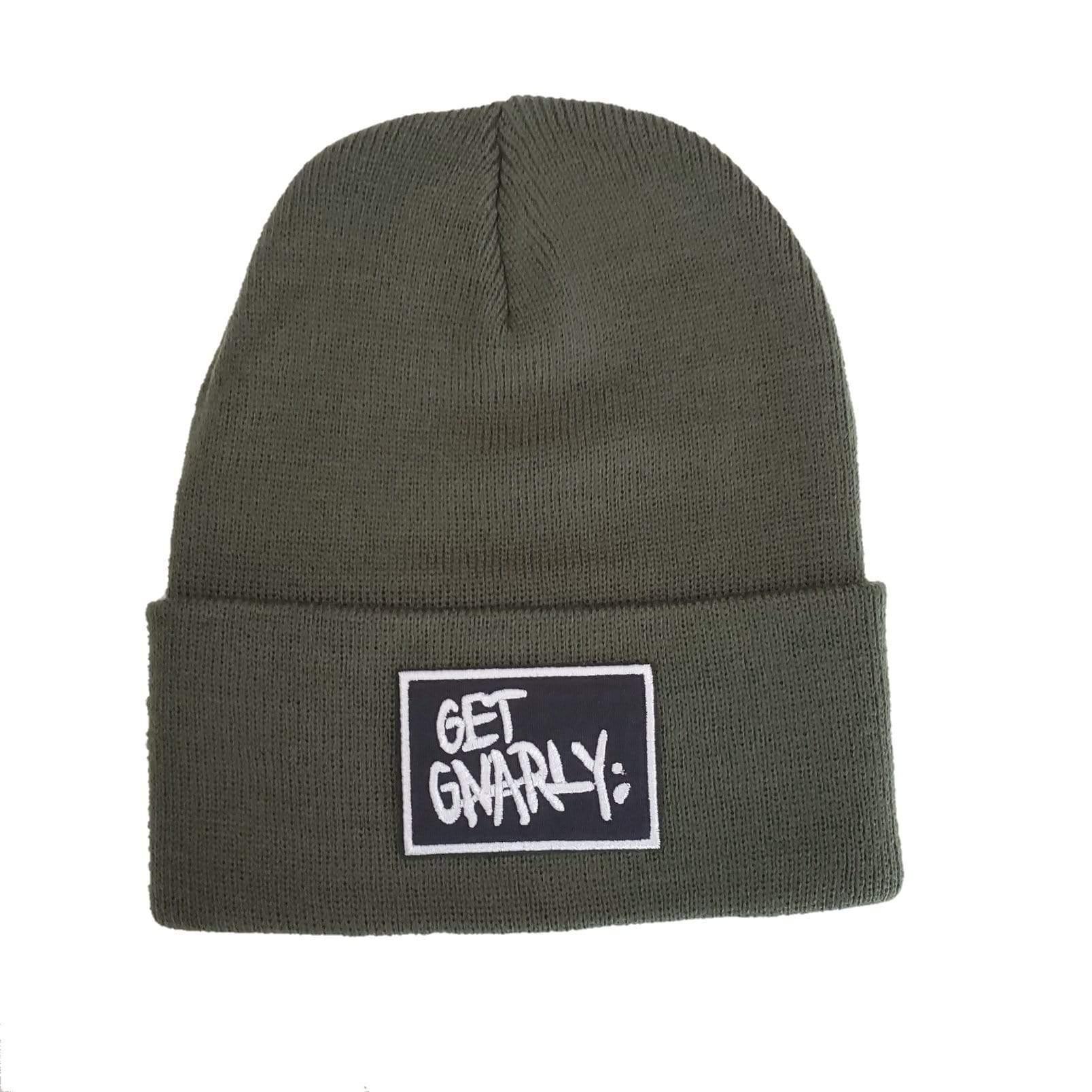 Get Gnarly Classic Box Logo Military Green Beanie-Beanie-Get Gnarly 