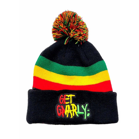 Get Gnarly Core Logo Rasta Pom Beanie-Beanie-Get Gnarly 