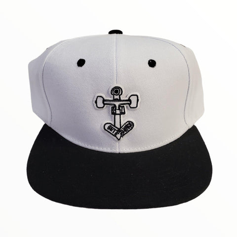 Skateboard Anchor Snapback White/Black-Hat-Get Gnarly 