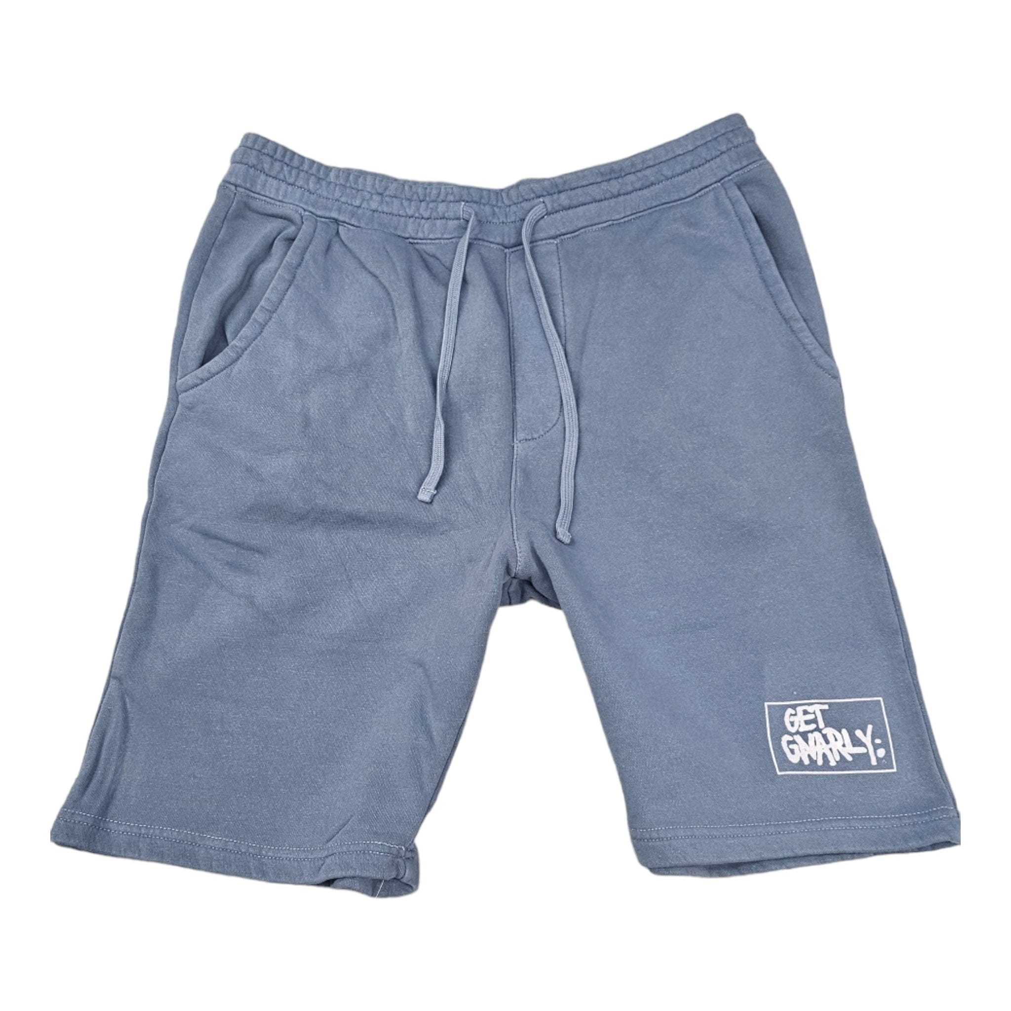 Get Gnarly Box Logo Fleece Shorts Pigment Slate Blue-Shorts-Get Gnarly 