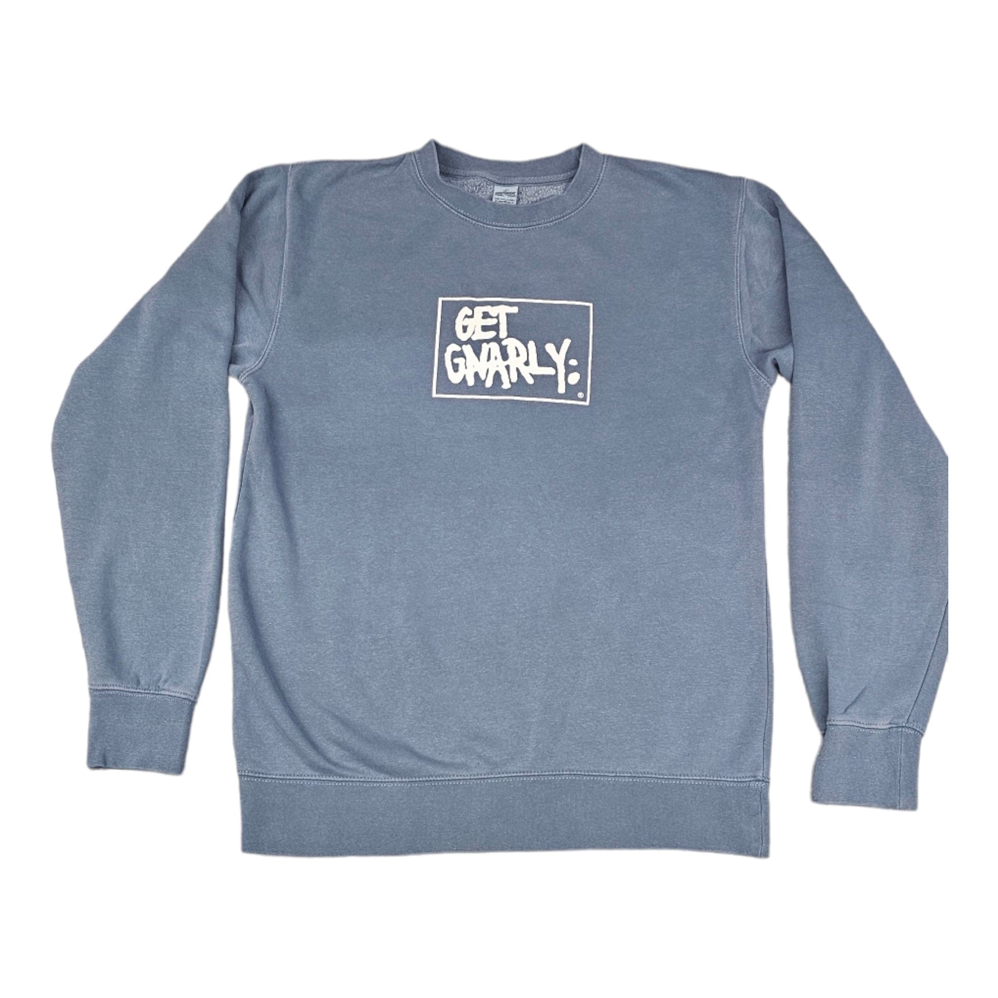 Get Gnarly Box Logo Crewneck Pigment Blue Slate-Sweatshirt-Get Gnarly 