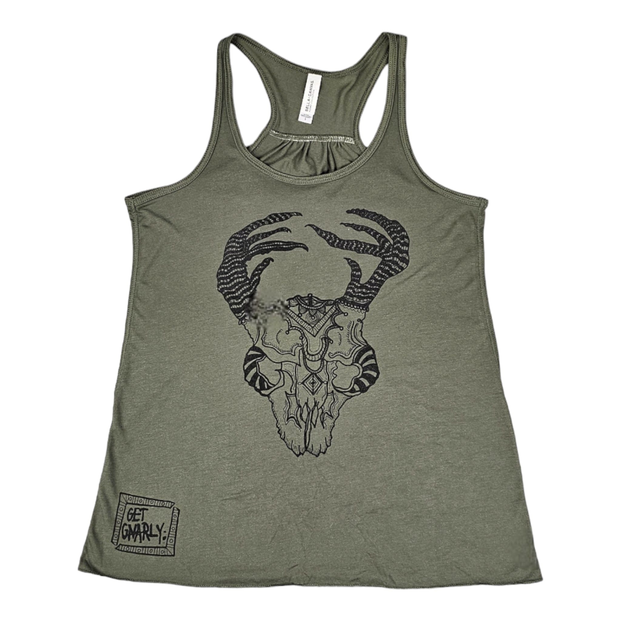 Women's Jade Deer Skull Tank-Tank Top-Get Gnarly 