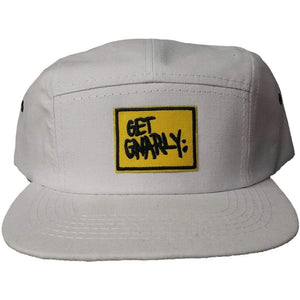 Yellow Box Logo Five Panel White-Hat-Get Gnarly 